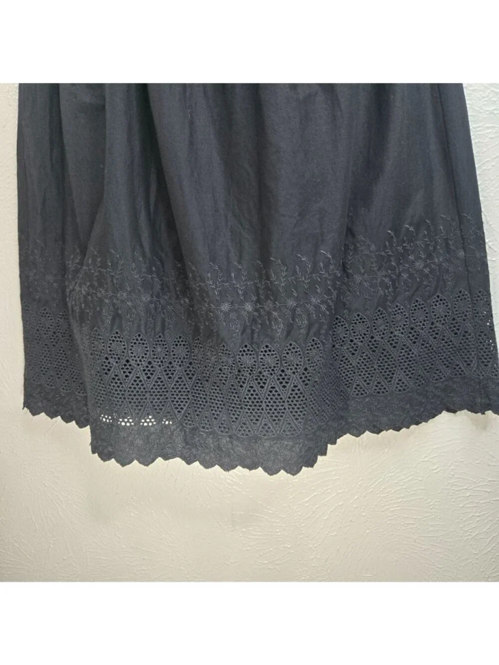 Gap A Line Maxi Skirt 4 Black Cotton Floral Lace Trim Flowy Boho Summer Vacation - Picture 7 of 11